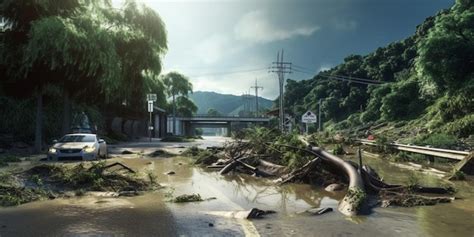 Premium AI Image Flood Natural Disasters Affect The Environment AI