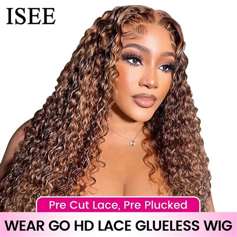 Wear And Go Glueless Wig Ombre ISEE HAIR Highlight Mongolian Deep Wave