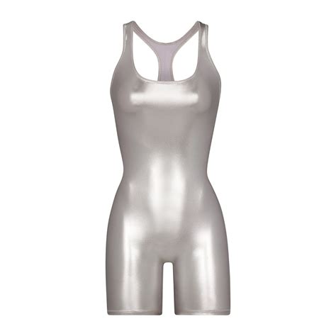 Metallic Swim Cycle Suit - Nickel | SKIMS