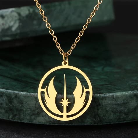 Stainless Steel Necklaces Jedi Order Symbol Logo Pendant Chain Star