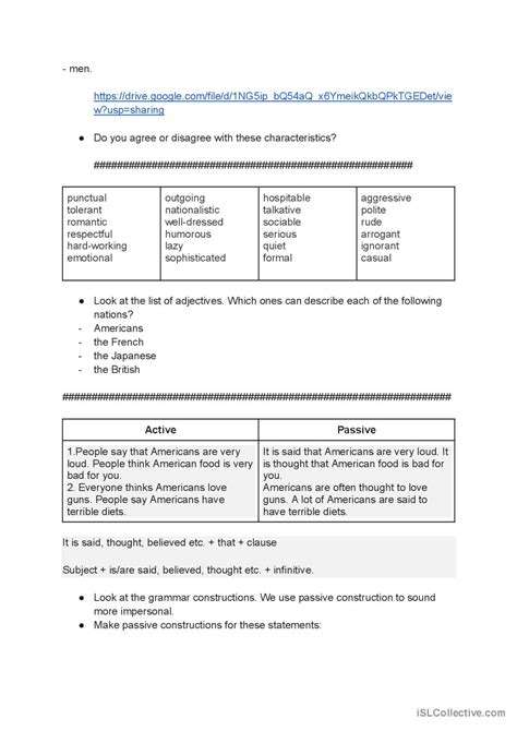 National Stereotypes English Esl Worksheets Pdf And Doc