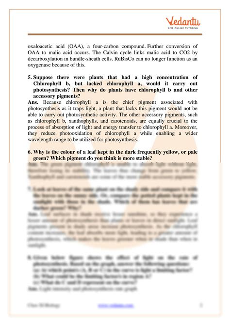 Solution Class Biology Photosynthesis In Higher Plants Studypool