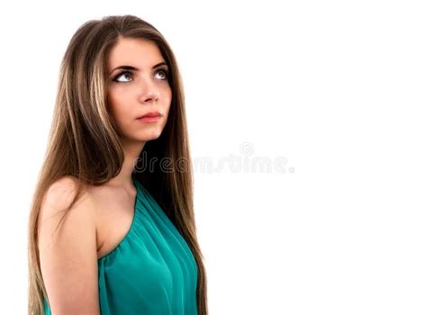 Portrait of Woman with Brown Hair Stock Photo - Image of makeup ...