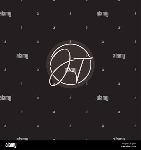 Initials Jt Logo Monogram With Simple Circle Line Style Vector Graphic