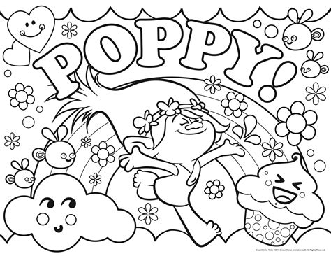 Beautiful Trolls coloring page to print, with Princess Poppy - Trolls ...