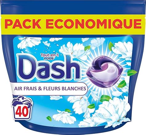 Dash Tout En 1 PODS Lessive En Capsules 40 Lavages Air Frais Et Fleurs