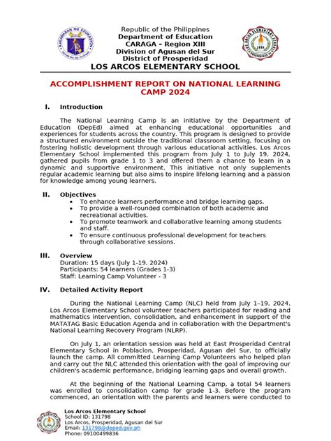 Nlc Accomplishment Report Pdf