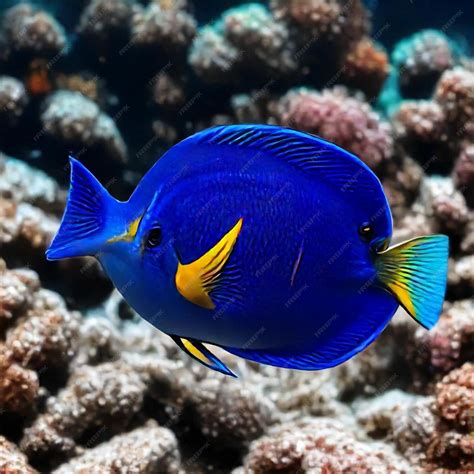 A blue fish with yellow beak is in an aquarium | Premium AI-generated image