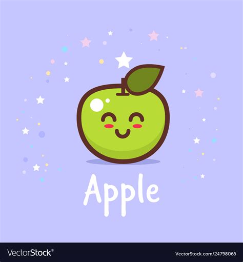 Cute Green Apple Cartoon