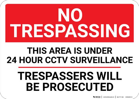 No Trespassing 24 Hour Cctv Surveillance Landscape Wall Sign