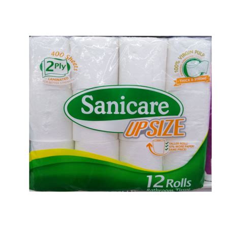 Sanicare Upsize Bathroom Tissue 2 Ply 400 Sheets 12 Rolls 1 Pack