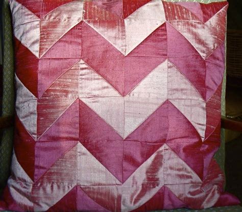 Pink Zig Zag Silk Cushion Silk Cushions Pink Quilts