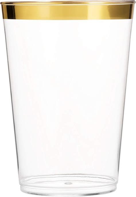 Munfix 100 Gold Rimmed Clear Plastic Cups For Weddings And India Ubuy