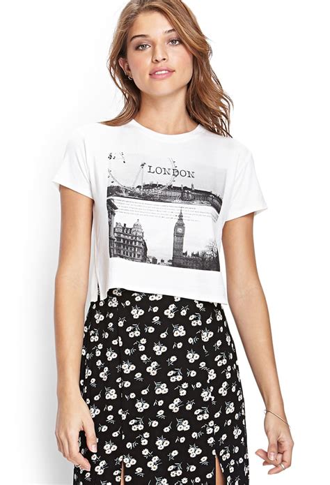 Forever 21 London Graphic Tee In White Cream Black Lyst