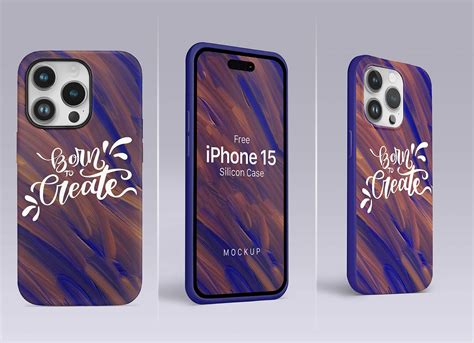 Free IPhone 15 14 Pro Silicon Case Mockup PSD Set Good Mockups