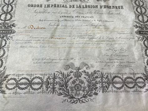 Proantic Brevet De Chevalier De l Ordre Impérial De La Légion d H