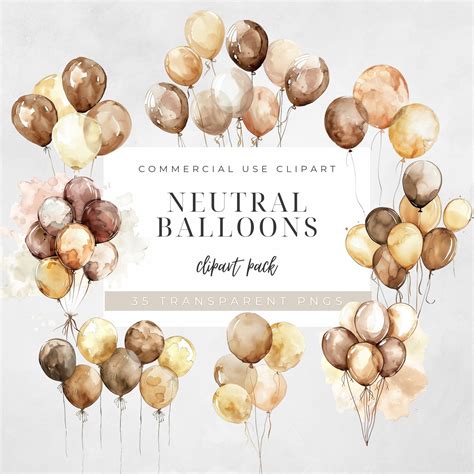 Clipart Neutral Balloons Clipart Balloons Neutral Baby Shower Clipart