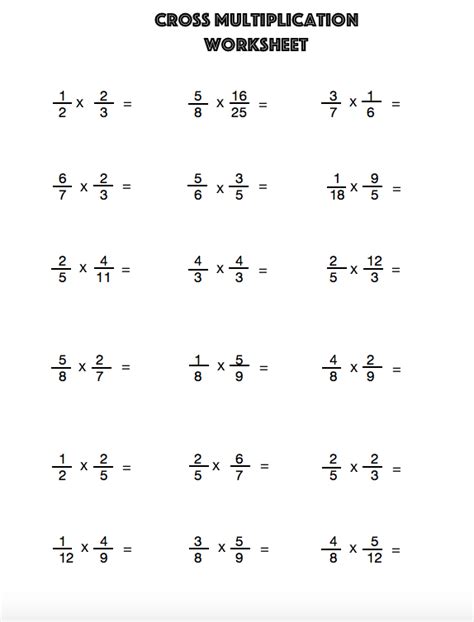 Cross Multiplication Worksheet