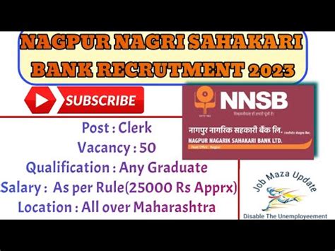 Nagpur Nagri Sahakari Bank Recruitment 2023 Clerk Bharti NNSB Clerk