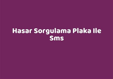 Hasar Sorgulama Plaka Ile Sms Teknolib