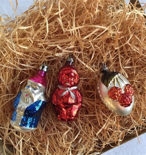 Set Of Three Vintage Glass Christmas Baubles Etsy Glass Christmas