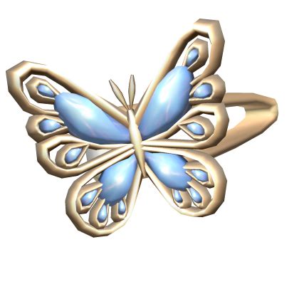 Miau Butterfly Hairpin Gold And Blue Left Side Roblox