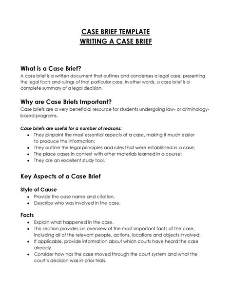 22 Case Brief Templates Format Examples