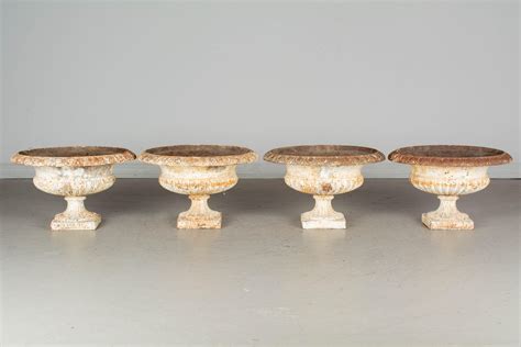 19th Century French Cast Iron Urns, Set of 4 at 1stDibs