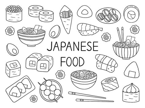 Premium Vector Japanese Food Doodle Set Asian Cuisine In Sketch Style