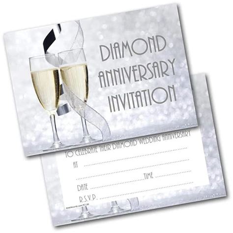 Doodlecards Diamond Wedding Anniversary Invitations 60TH Pack of 20 Invites and Envelopes ...