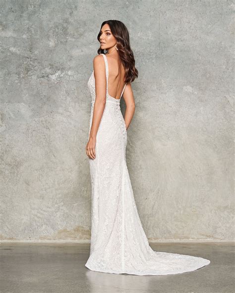 Sleeveless Beaded Sheath Wedding Dress Kleinfeld Bridal