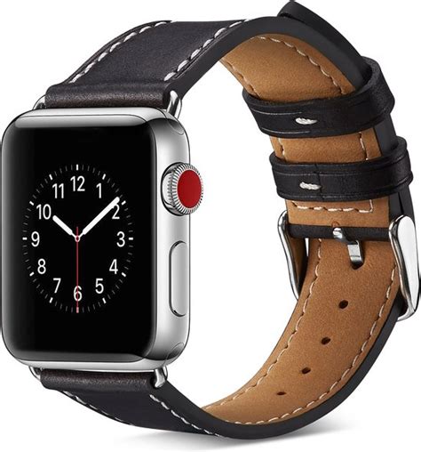 Yono Retro Leer Bandje Geschikt Voor Apple Watch Series