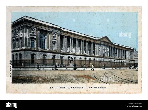 Louvre Museum Building Colonnade In Paris France Circa 1907 Vintage