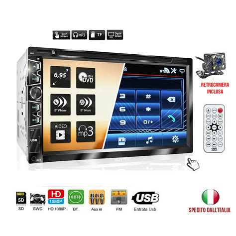 STEREO AUTO RADIO 2 DIN CON LETTORE CD DVD 7 POLLICI USB BLUETOOTH MP3