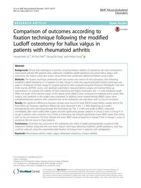 Pdf Comparison Of Outcomes According To Fixation Technique Following