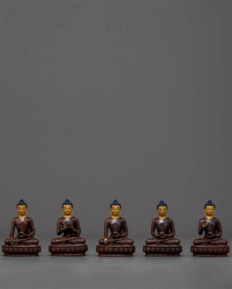 Five Dhyani Buddhas Sculpture Vairochana Akshobhya Ratnasambhava