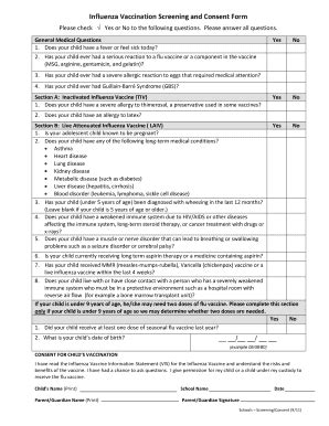 Fillable Online Publichealth Lacounty Influenza Vaccination Screening