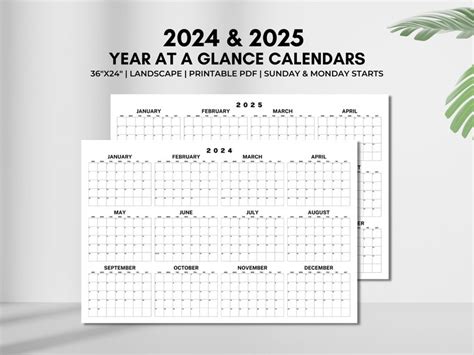 2024 2025 Year At A Glance Calendars Bundle 2024 Calendar 2025