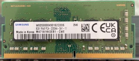 M471A1K43EB1-CWE - Samsung 1x 8GB DDR4-3200 SODIMM PC4-25600S Single ...