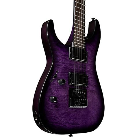 Esp Ltd H 1000 Evertune Quilted Maple Left Handed Electric Guitar See Thru Purple Sunburst