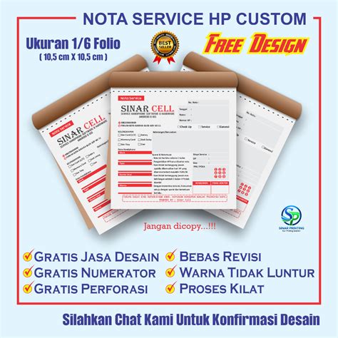 Jual Nota Servis Hp Custom Ukuran Folio Nota Konter Nota Service