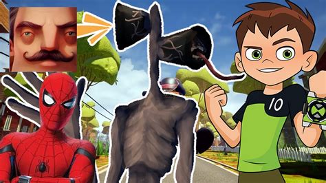 Hello Neighbor New Secret Neighbor Ben 10 Siren Head Spider Man Aaron