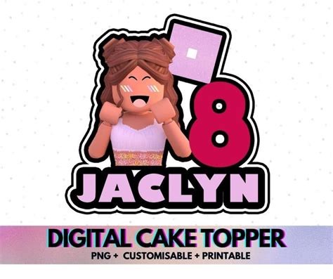 Digital Customised Roblox Girl Cake Topper Customisable Etsy