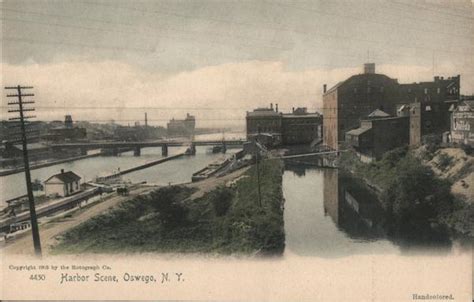 Harbor Scene Oswego Ny Postcard