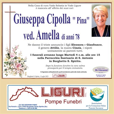 Necrologio Cipolla Giuseppa Pina Ved Amella Il Vostro Giornale