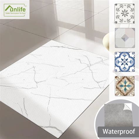 Funlife White Marble Bathroom Vinyl Flooring Sheet Living Room Floor