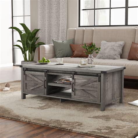 Yaoping 48 Modern Farmhouse Coffee Table With Adjustable Storage