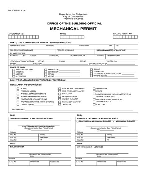 Mechanical Permit Form Fill Online Printable Fillable Blank