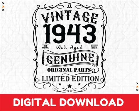 Vintage 1943 Svg 80th Birthday Svg Vintage Birthday Svg Etsy