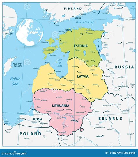 Mapa Pol Tico De Los Estados B Lticos Ilustraci N Del Vector